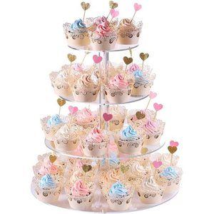 Cupcake Stand,4-Tier Round Acrylic Cupcake Display Stand Dessert Tower Stand